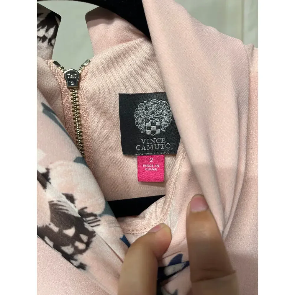 Vince Camuto Pink Floral Knee Length Dress - Picture 5 of 5